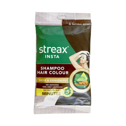 Streax Insta Shampoo Hair Colour Natural Brown 4	